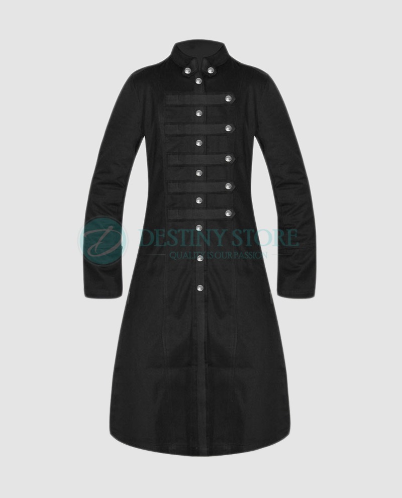 Black Military Straight Trench Gothic Coat