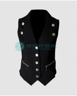 Ladies Black Gothic Top Waistcoat Vest