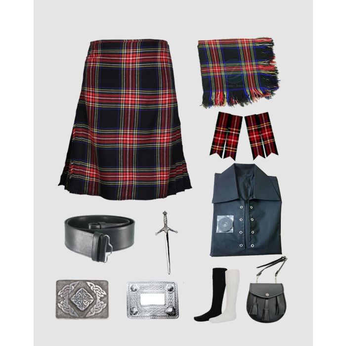 Black Stewart Kilt Outfit Package