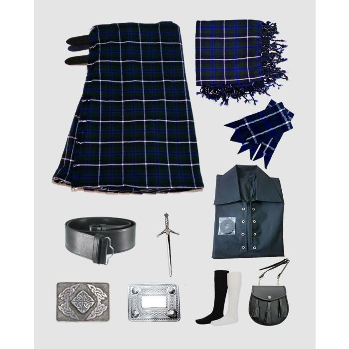 9 Pieces Douglas Blue Tartan Kilt Outfit
