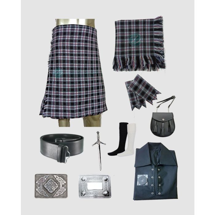 9 Pieces Iron Horse Tartan Kilt Outfit