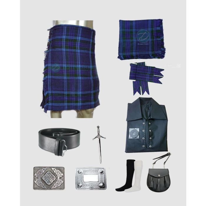 9 Pieces Spirit of Scotland Tartan Kilt Outfit
