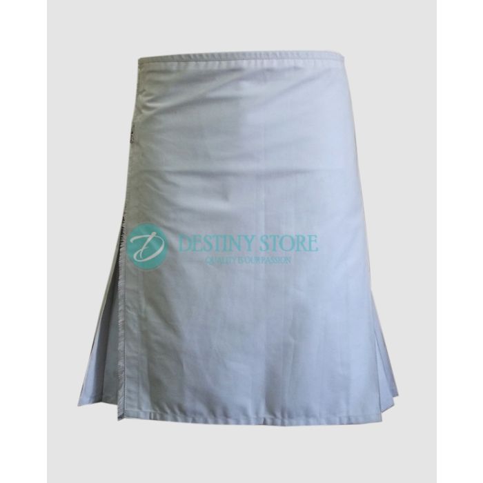 All White Scottish Kilt