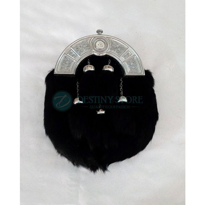 Black Rabbit Fur Kilt Sporran