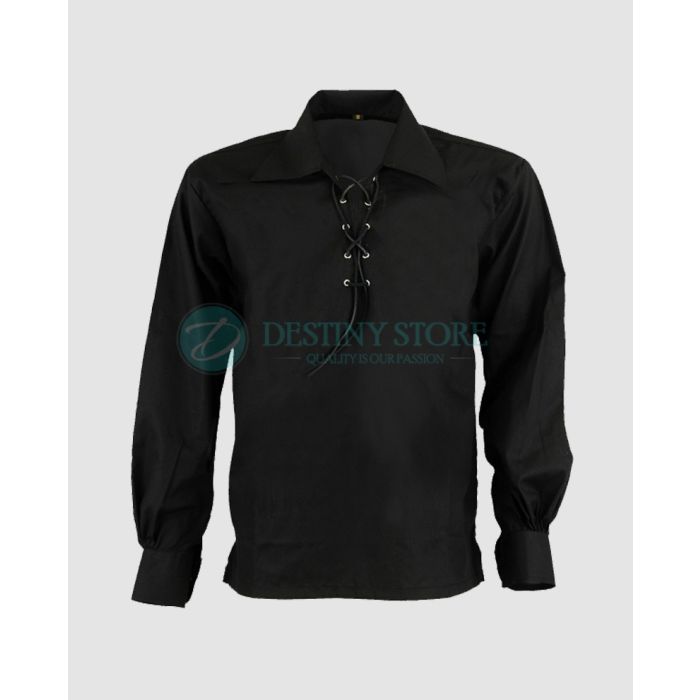 Black Scottish Jacobite Ghillie Kilt Shirt