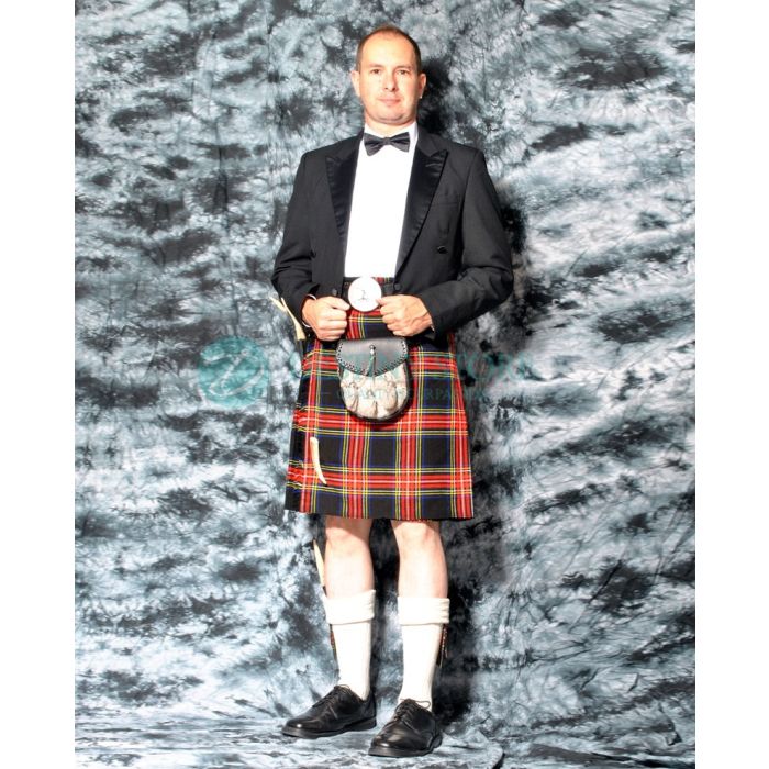 Black Stewart Tartan Kilt Live