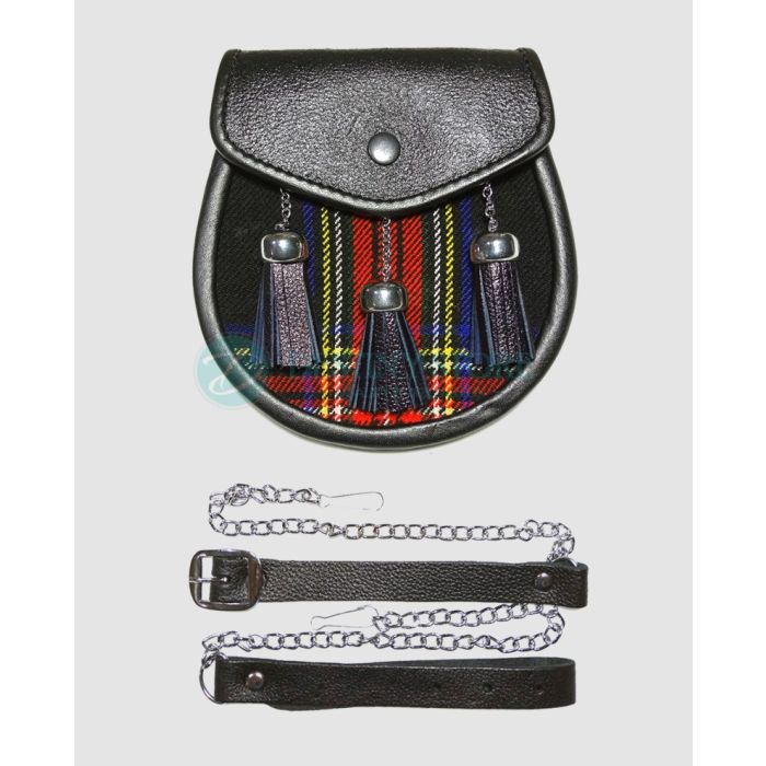 Black Stewart Tartan Kilt Sporran