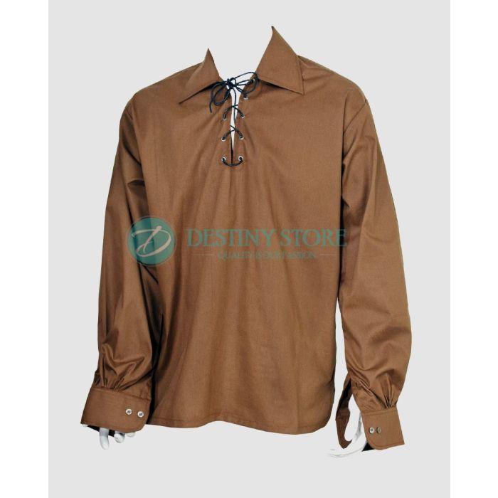 Brown Jacobite Ghillie Kilt Shirt