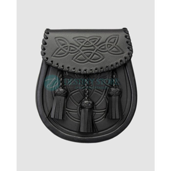 Celtic Embossed Kilt Leather Sporran