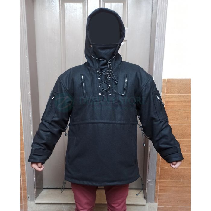 Custom Made Bushcraft Black Wool Boreal Anorak