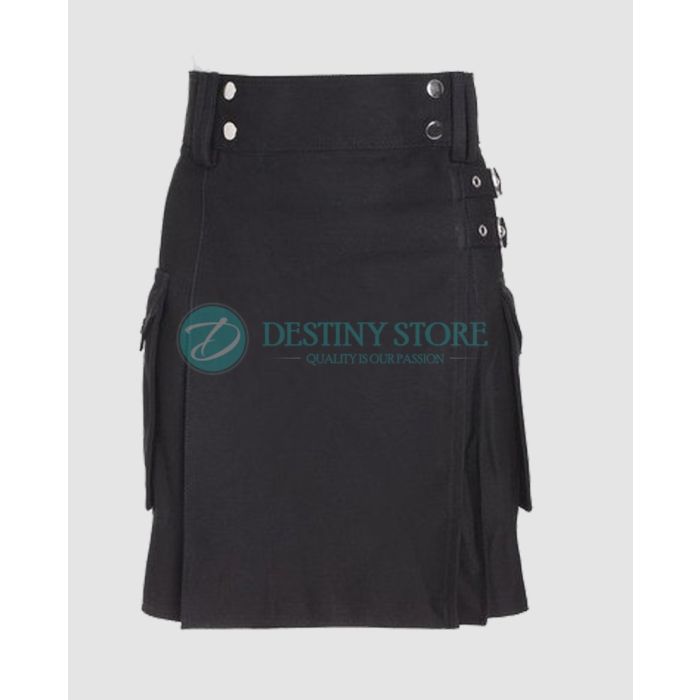 Girl Black Utility Kilt