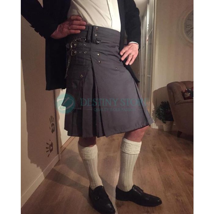 Men Grey Charm Utility Kilt