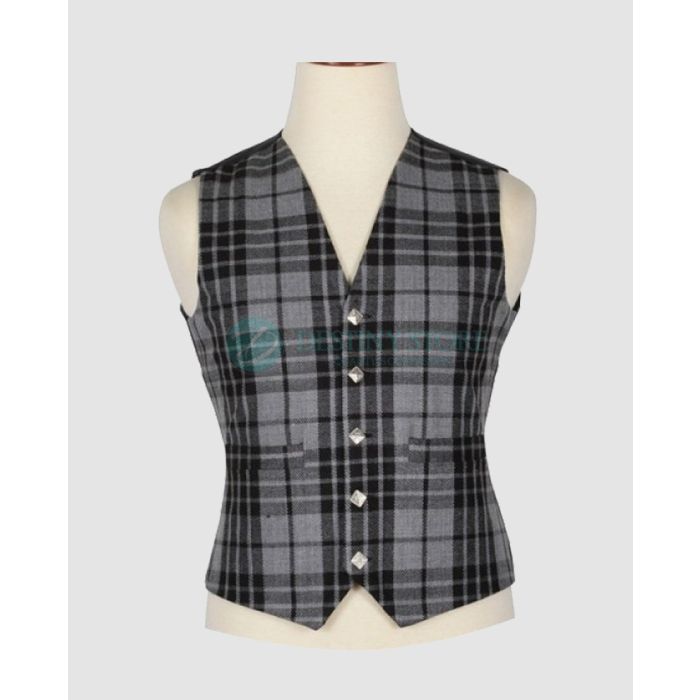 Scottish Grey Tartan Kilt Waistcoat