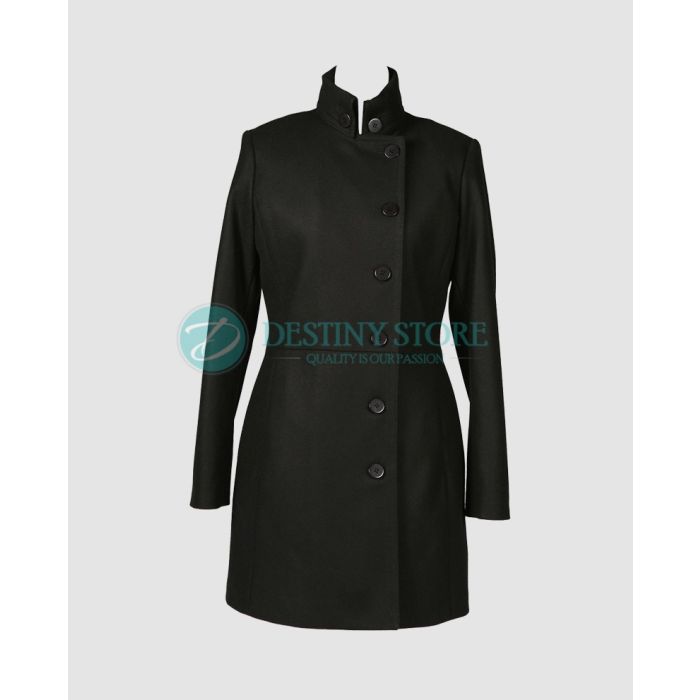 Ladies Black Wool Winter Pea Coat