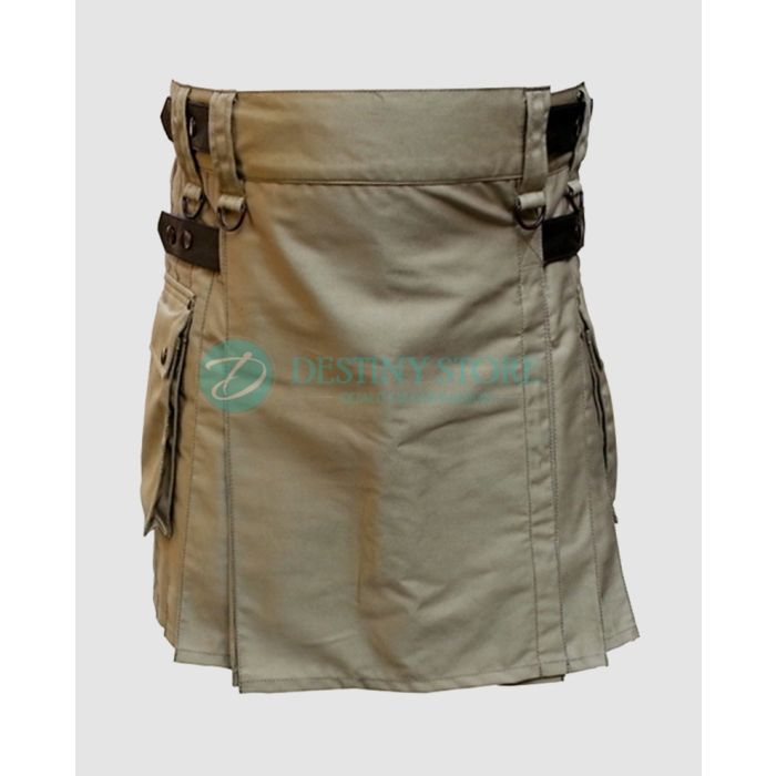 Ladies Khaki Deluxe Utility Kilt