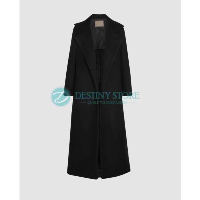 Ladies Oversize Black Wool Coat