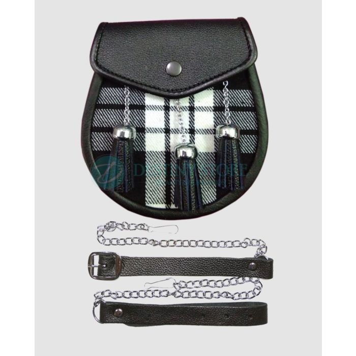 MacFarlane Black and White Tartan Sporran