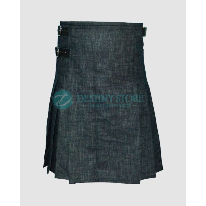 Denim Kilt For Scottish Men New