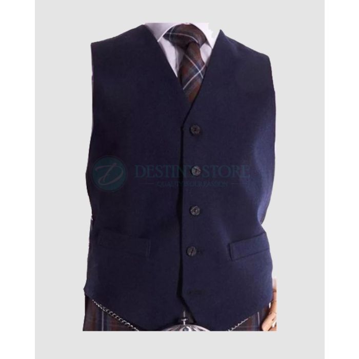 Navy Blue Argyll Kilt Waistcoat