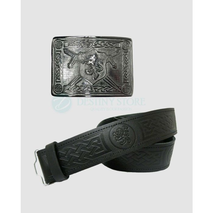 Rampant Lion Buckle and Matching Kilt Belt