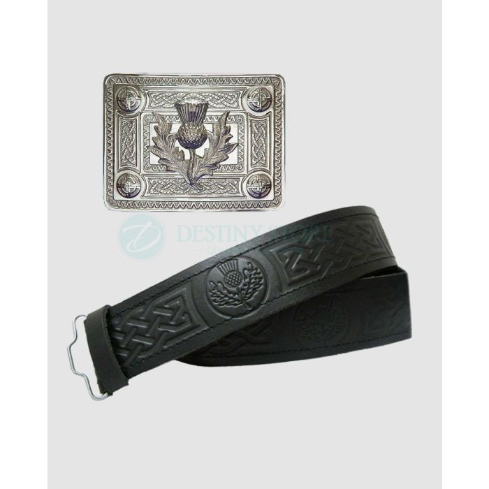Thistle Badge Buckle and Matching Kilt Belt