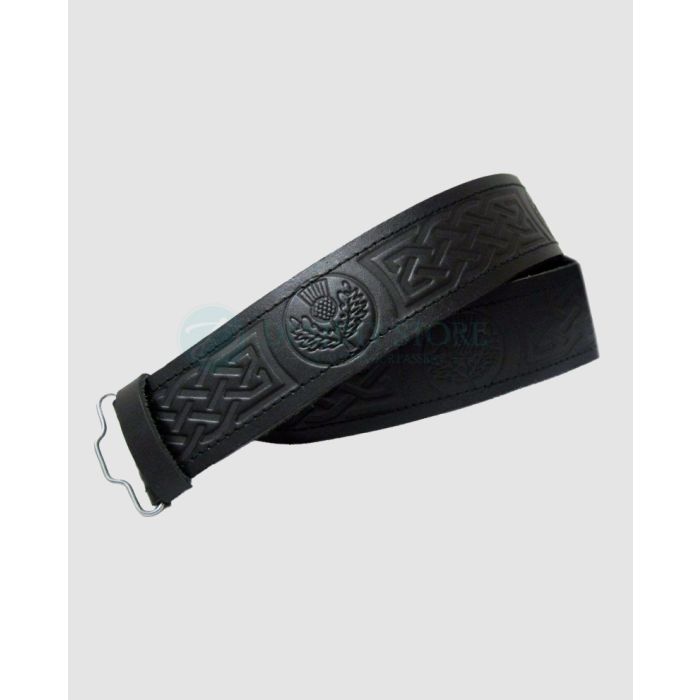 Thistle Embossed Kilt Leather Belt