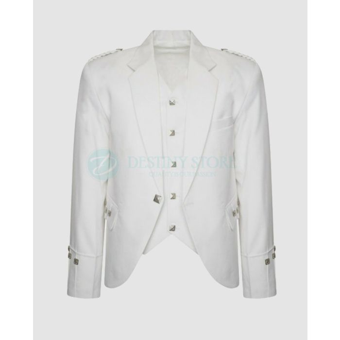 White Argyll Kilt Jacket with Waistcoat
