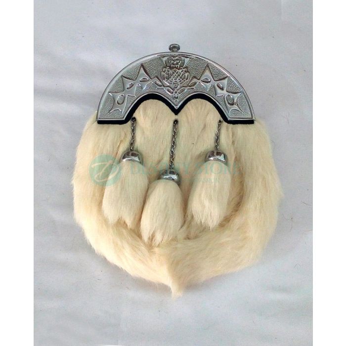 Scottish White Rabbit Fur Sporran