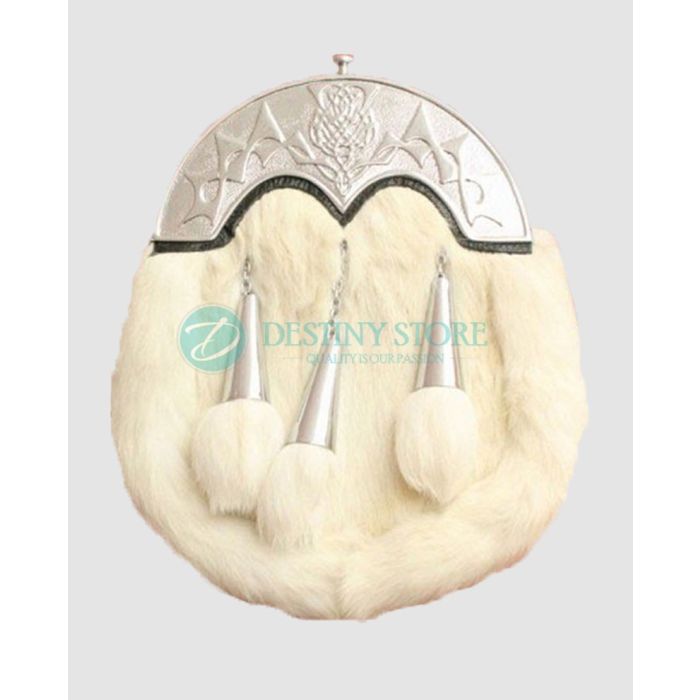White Rabbit Fur Kilt Sporran