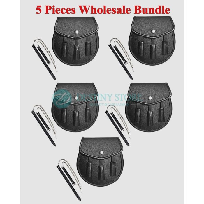 5 pieces wholesale kilt leather sporran bundle