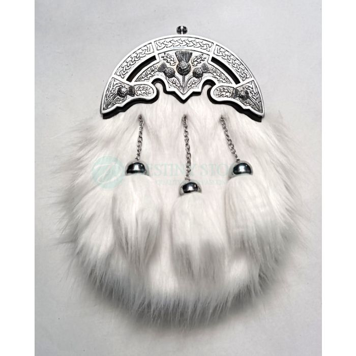 White Faux Fur Vegan Leather Sporran