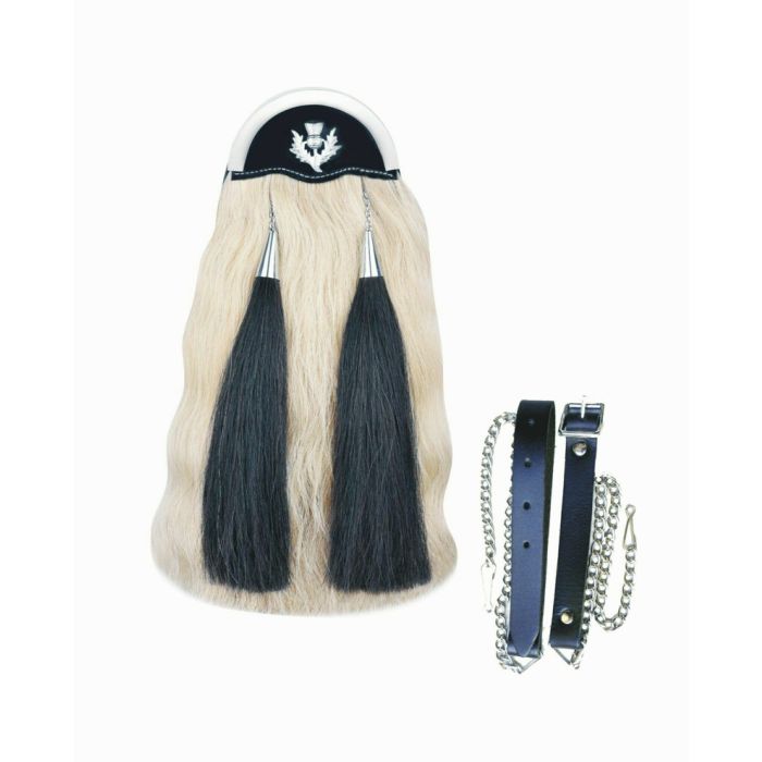 White Horse Hair Thistle Badge Kilt Sporran