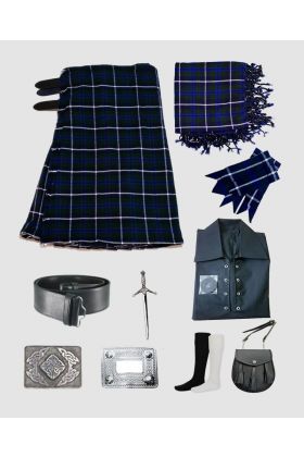 9 Pieces Douglas Blue Tartan Kilt Outfit