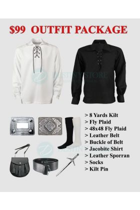 MacFarlane Black and White Tartan Kilt Outfit