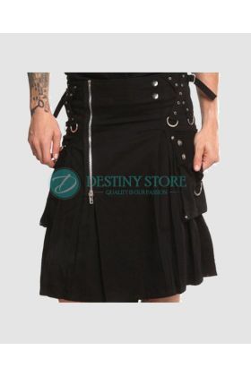 Black Gothic Zipper Fashion Kilt