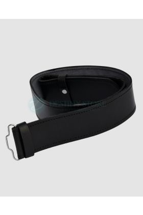 Black Plain Leather Kilt Belt