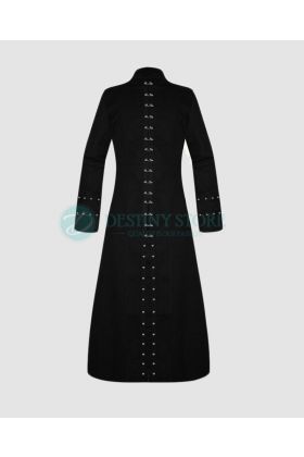 Black Safety Pin Long Gothic Trench Coat