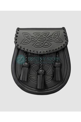 Celtic Embossed Kilt Leather Sporran