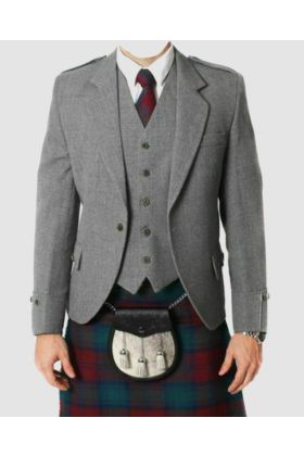 Grey Tweed Argyll Kilt Jacket with Vest