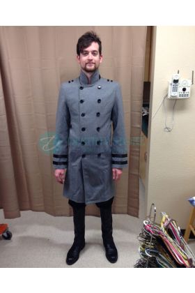 Men Grey Colonel Military Wool Coat