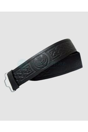 Thistle Embossed Kilt Leather Belt