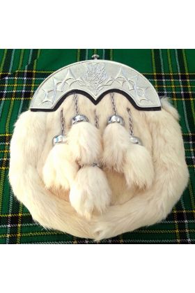 Scottish White Rabbit Fur Sporran