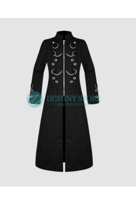 Gothic War Officer Black Long Coat