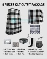 MacFarlane Black and White Tartan Kilt Outfit