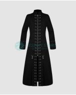 Black Safety Pin Long Gothic Trench Coat