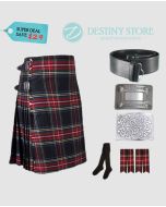 Black Stewart Tartan Economy Kilt Deal 