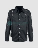 Men Black Studded Goth Shirt