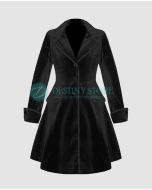 Ladeis Black Velvet Gothic Frock Coat