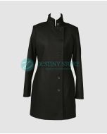 Ladies Black Wool Winter Pea Coat