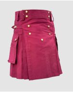 Maroon Burgundy Utility Kilt for Men